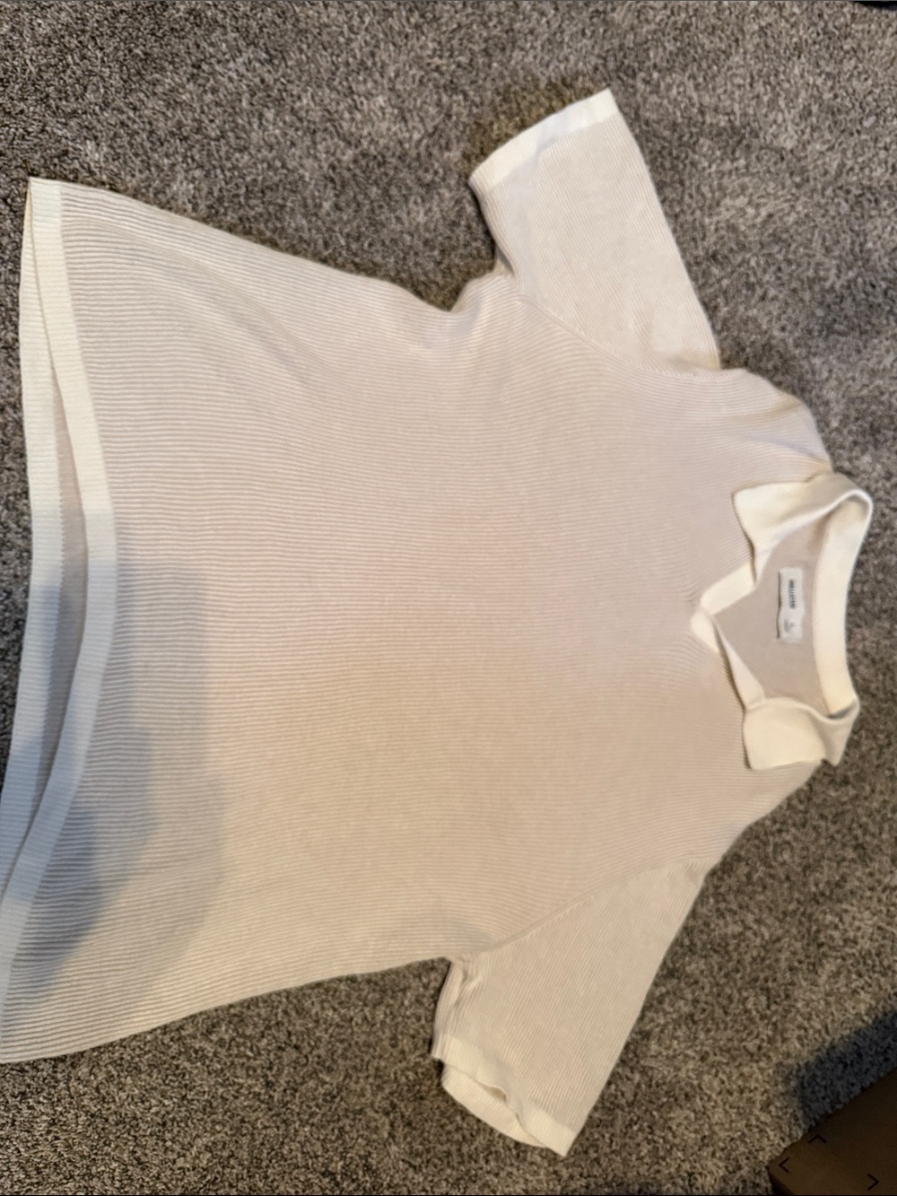 Hollister Cream Short-Sleeve Polo Knit Top